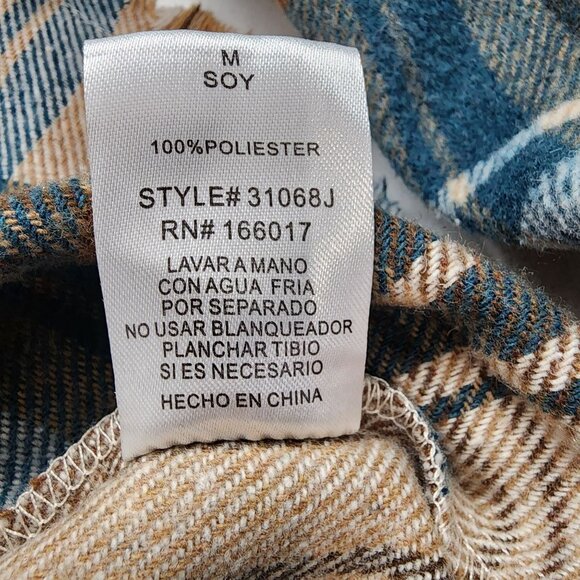 Blue B Collection Plaid Button-Up Flannel Jacket M - Picture 9 of 15